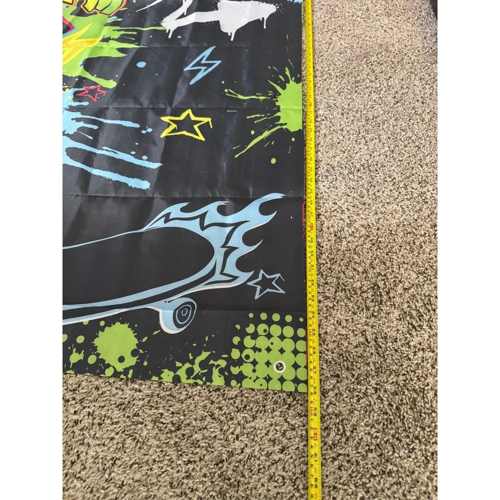 Graffiti 7th Birthday Backdrop Banner I Was 6 Now I'm 7 Skateboard Party Decor